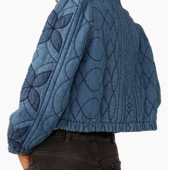 Free People Quinn Quilted Cotton Denim Jacket Size Large NWT - Picture 3 of 5